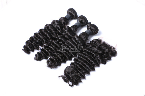 Deep wave human hair bundles with closure ZJ0089